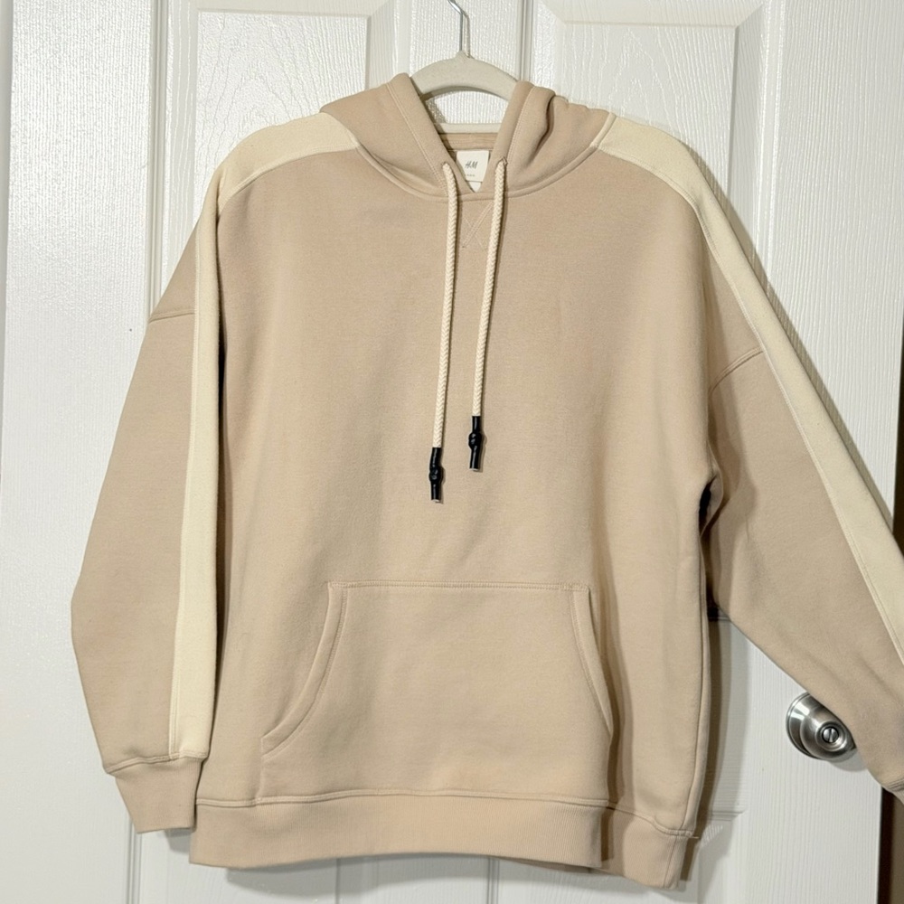 H&M L.O.G.G. Heavyweight Fleece Hoodie Sand Beige Medium